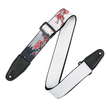 Levy's Nature Series Cherry Blossoms & Snow Poly Printed Guitar Strap MPD2-116