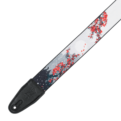 Levy's Nature Series Cherry Blossoms & Snow Poly Printed Guitar Strap MPD2-116