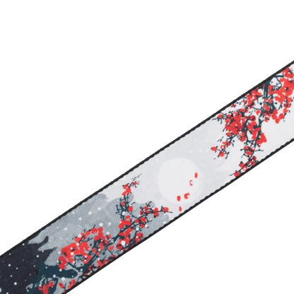 Levy's Nature Series Cherry Blossoms & Snow Poly Printed Guitar Strap MPD2-116