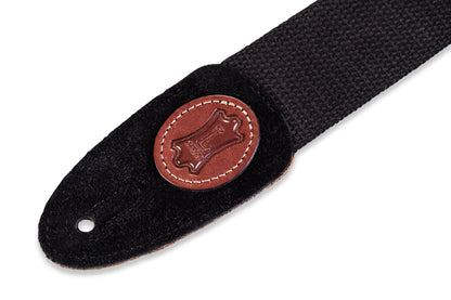 Levy's 2" Signature Series Black Cotton Guitar Strap With Suede Ends MSSC8-BLK