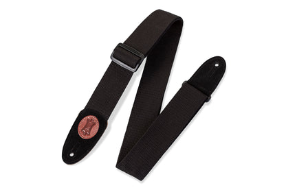 Levy's 2" Signature Series Black Cotton Guitar Strap With Suede Ends MSSC8-BLK