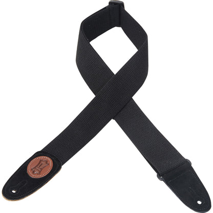 Levy's 2" Signature Series Black Cotton Guitar Strap With Suede Ends MSSC8-BLK