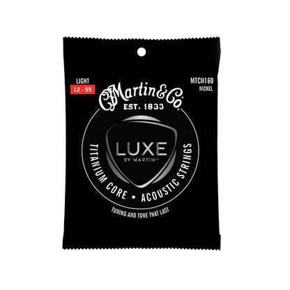 Martin Guitars MTCN160 Titanium Core Nickel Wrap Light Tension Acoustic Guitar Strings 12-55