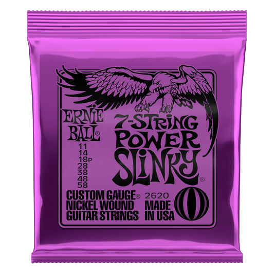 Ernie Ball Power Slinky 7-String Nickel Wound Electric Guitar Strings - 11-58 Gauge - 2620