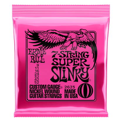 Ernie Ball Super Slinky 7-String Nickel Wound Electric Guitar Strings - 9-52 Gauge - 2623
