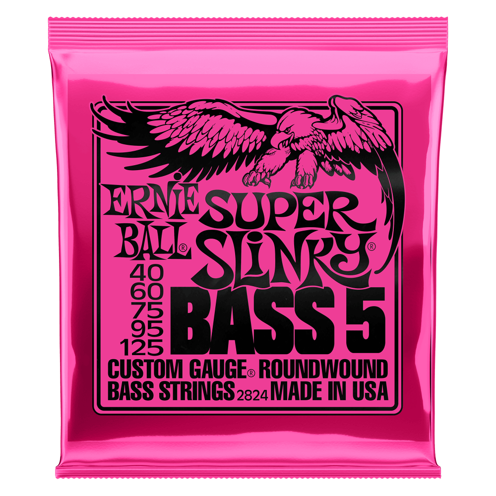 Ernie Ball Super Slinky 5-String Nickel Wound Electric Bass Strings - 40-125 Gauge - 2824
