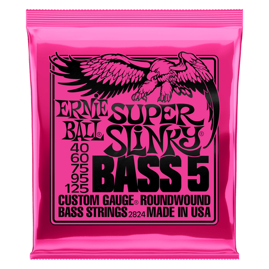 Ernie Ball Super Slinky 5-String Nickel Wound Electric Bass Strings - 40-125 Gauge - 2824