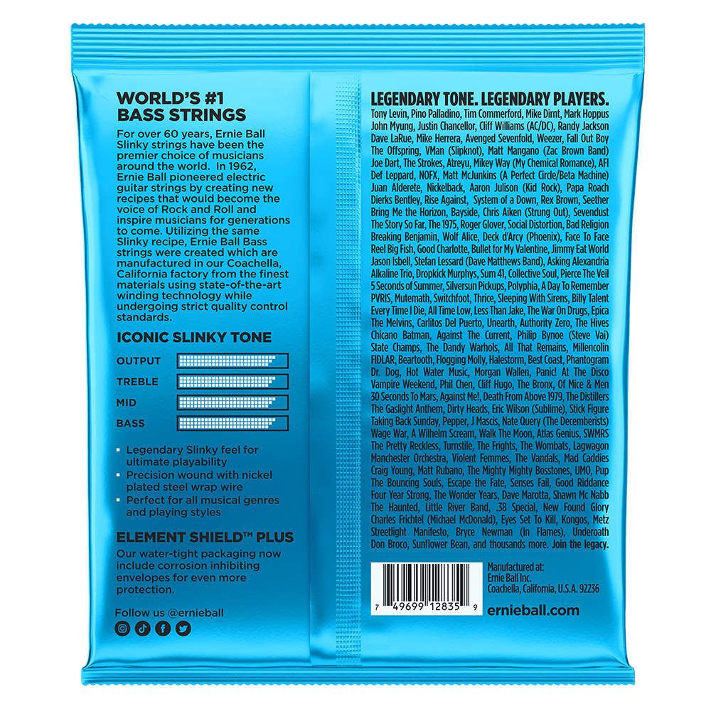Ernie Ball Extra Slinky Nickel Wound Electric Bass Strings - 40-95 Gauge - 2835