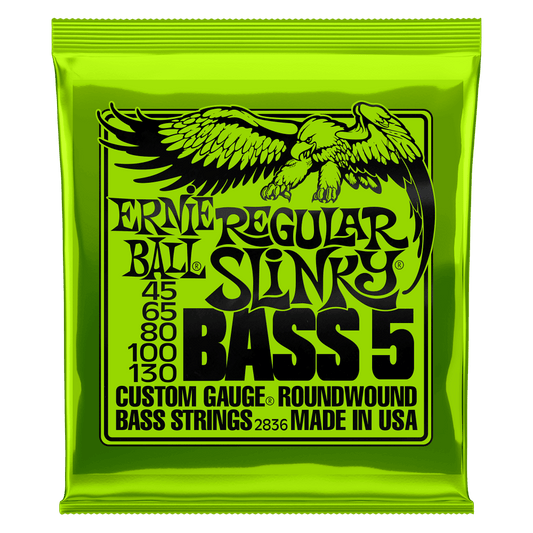 Ernie Ball Regular Slinky 5-String Nickel Wound Electric Bass Strings - 45-130 Gauge - 2836