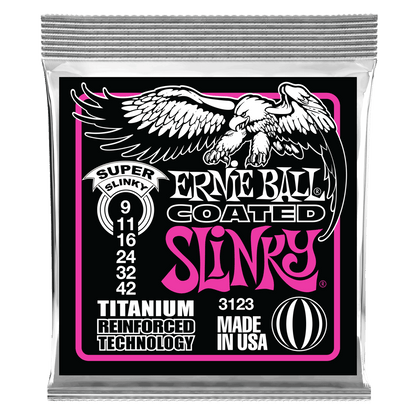 Ernie Ball Super Slinky Coated Titanium RPS Electric Guitar Strings - 9-42 Gauge - 3123