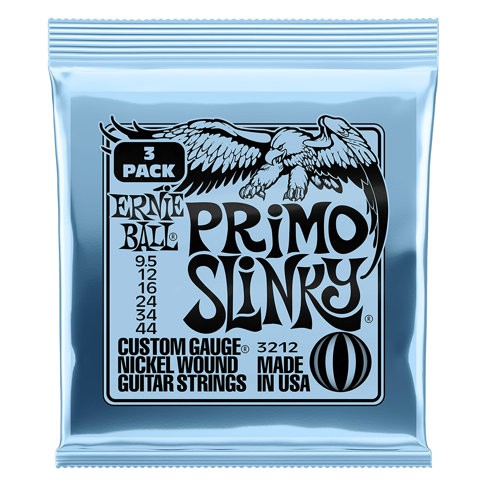 Ernie Ball Primo Slinky Nickel Wound Electric Guitar Strings 9.5-44 Gauge - 3 Pack