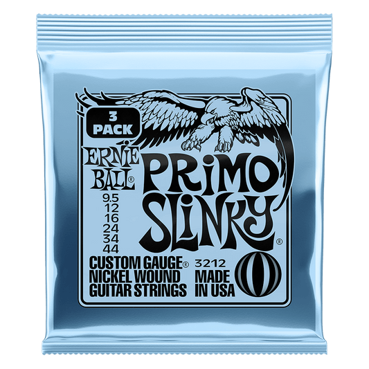 Ernie Ball Primo Slinky Nickel Wound Electric Guitar Strings 9.5-44 Gauge - 3 Pack
