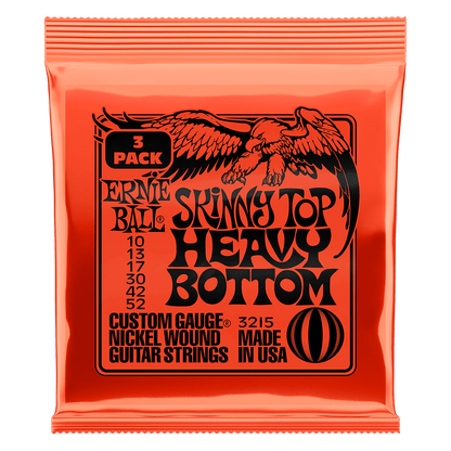Ernie Ball Skinny Top Heavy Bottom Slinky Nickel Wound Electric Guitar Strings 10-52 Gauge - 3 Pack