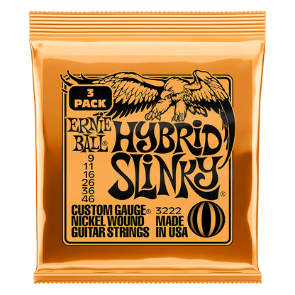 Ernie Ball Hybrid Slinky Nickel Wound Electric Guitar Strings 9-46 Gauge - 3 Pack