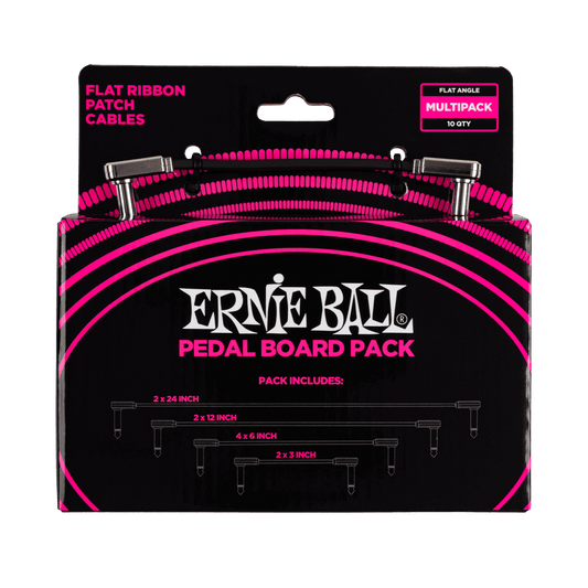 Ernie Ball Flat Ribbon Patch Cables, Pedalboard, Multi Pack, Black