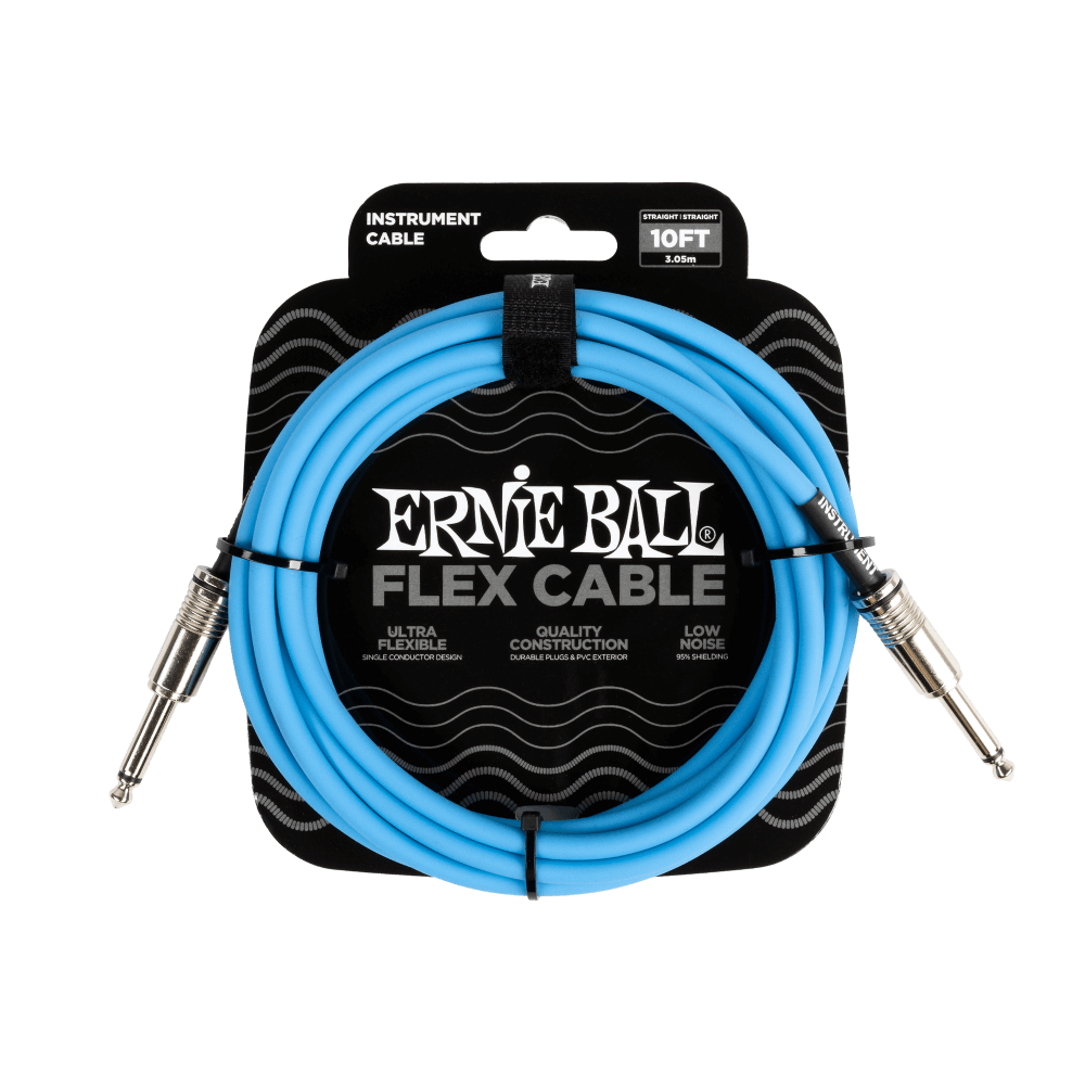 Ernie Ball Flex Instrument Cable, Straight, 10 feet, Blue