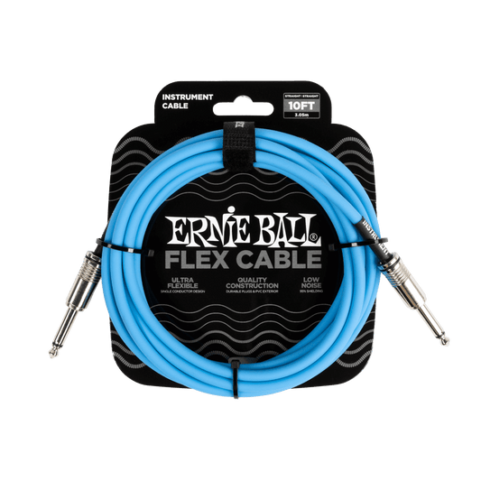 Ernie Ball Flex Instrument Cable, Straight, 10 feet, Blue