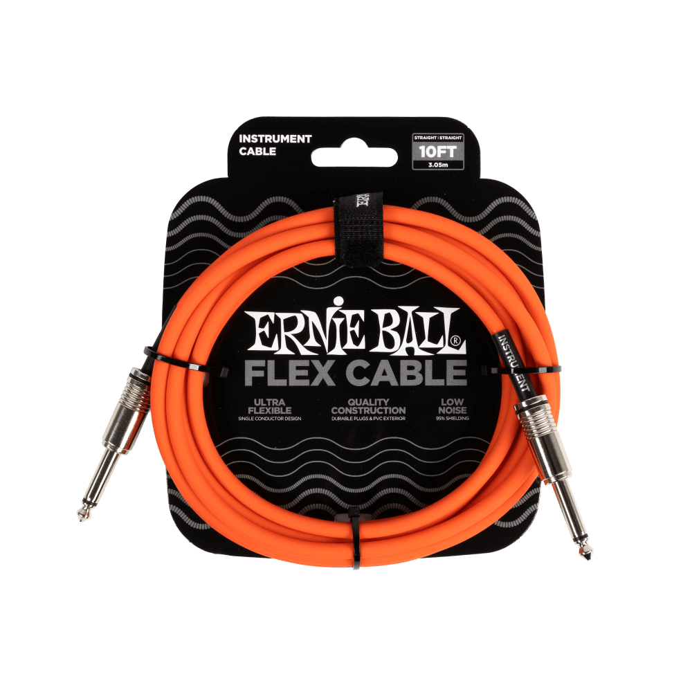 Ernie Ball Flex Instrument Cable, Straight, 10ft, Orange