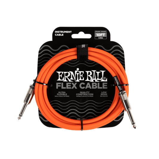 Ernie Ball Flex Instrument Cable, Straight, 10ft, Orange