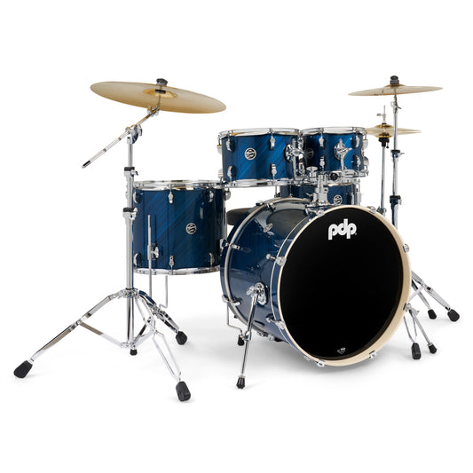 PDP Mainstage 5-Piece Drum Kit w/Hardware, Paiste Cymbals, Throne, Blue Steel PDMA2215KTTB