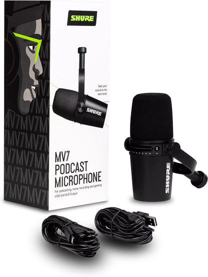 SHURE MV7 Podcast Microphone - Black - Poppa's Music 