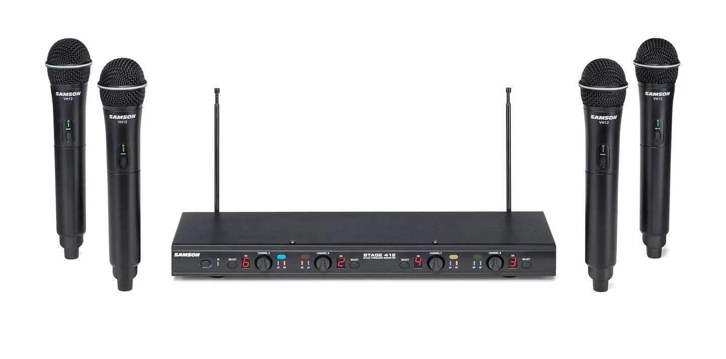 SAMSON Stage 412 Quad-Channel Handheld VHF Wireless System, Frequency Selectable - Poppa's Music 