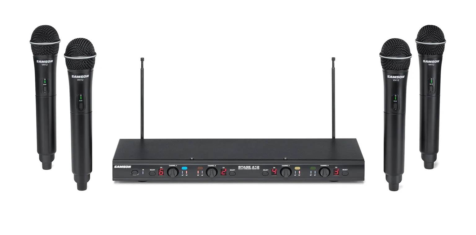 SAMSON Stage 412 Quad-Channel Handheld VHF Wireless System, Frequency Selectable - Poppa's Music 