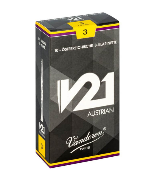 Vandoren Bb Clarinet V21 Austrian Reeds Strength #3.5 - Box of 10