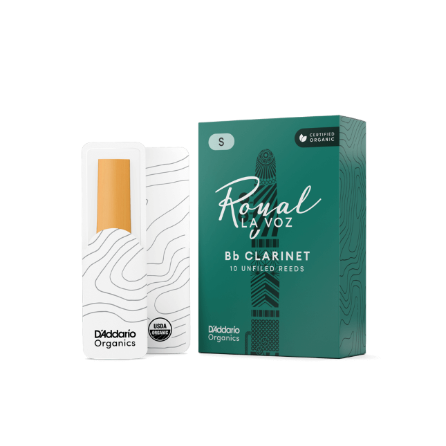 Royal La Voz Organic Bb Clarinet Reeds, Strength Medium Hard, 10-Pack