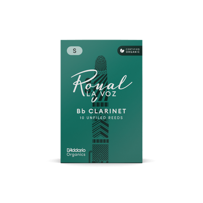 Royal La Voz Organic Bb Clarinet Reeds, Strength Medium Hard, 10-Pack