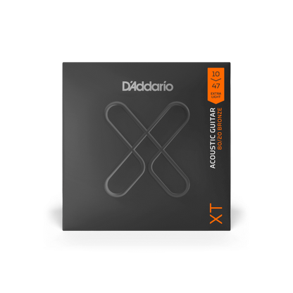 D'Addario Bronze Coated 10-47 Extra Light, XT 80/20 Acoustic Guitar Strings - XTABR1047
