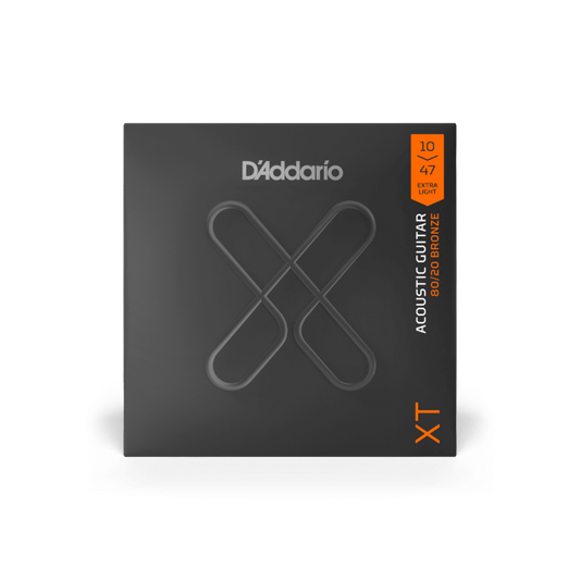 D'Addario Bronze Coated 10-47 Extra Light, XT 80/20 Acoustic Guitar Strings - XTABR1047