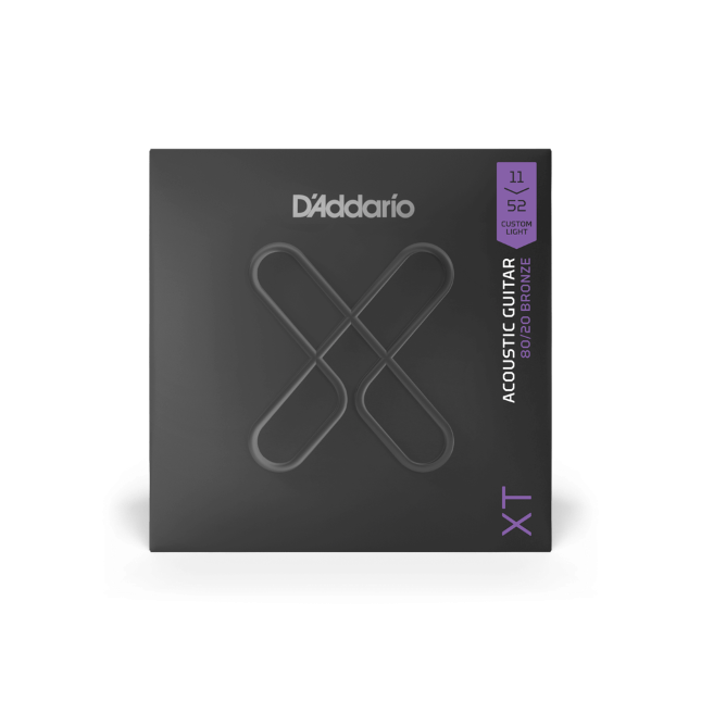 D'Addario Bronze Coated 11-52 Custom Light, XT 80/20 Acoustic Guitar Strings - XTABR1152