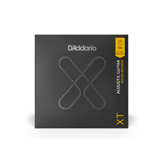 D'Addario Bronze Coated 12-56 Light Top/Medium Bottom, XT 80/20 Acoustic Guitar Strings - XTABR1256