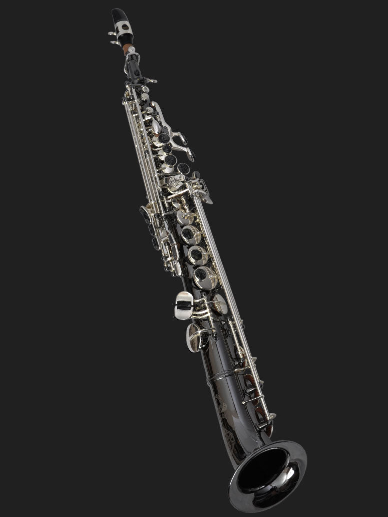 Cannonball Big Bell Stone Series Arc Soprano Sax Black with Silver Keys - SA5-BS