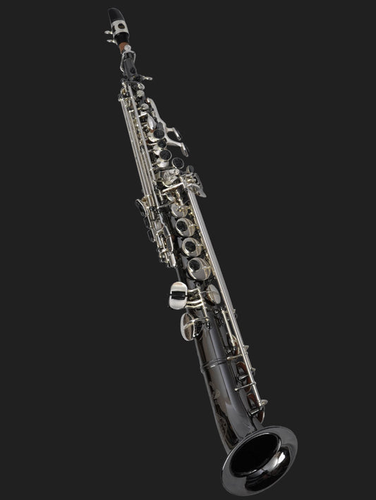 Cannonball Big Bell Stone Series Arc Soprano Sax Black with Silver Keys - SA5-BS