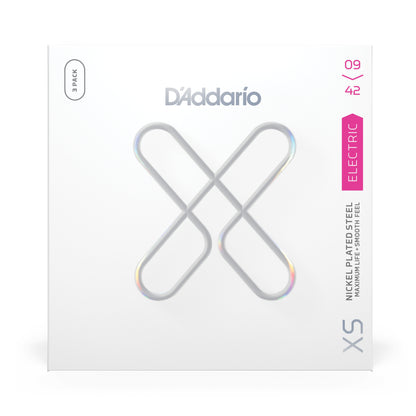 D'Addario 09-42 Super Light, XS Nickel Coated Electric Guitar Strings 3-Pack XSE0942-3P