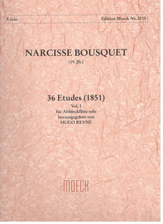 Moeck Book - NARCISSE BOUSQUET (19. Jh.) 36 Etudes Vol. 1 - Hugo Reyne - Poppa's Music 