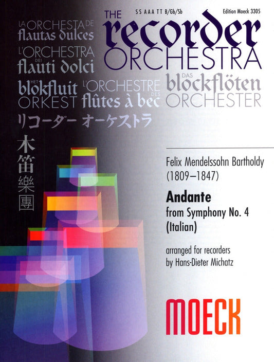 Moeck Book - Mendelssohn Bartholdy, Felix (1809 - 1847) ANDANTE, FROM SYMPHONY NO. 4 (ITALIAN) - Poppa's Music 