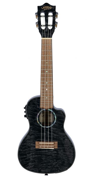 Lanikai Quilted Maple Series Acoustic/Electric Concert Ukulele Black Stain QM-BKCEC - Poppa's Music 