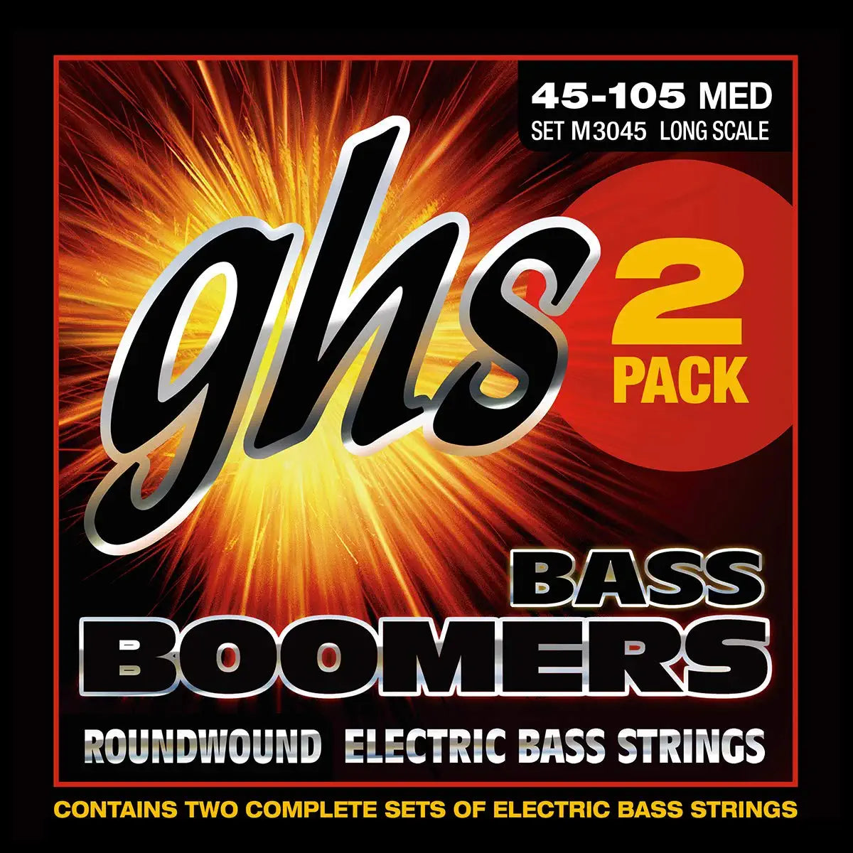 GHS Boomers - Roundwound Nickel- Medium Guage- Electric Bass Guitar Strings - M3045 - Poppa's Music 