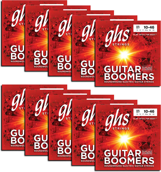 GHS BOOMERS Nickel Plated Electric Guitar String, Light 10-46 - 10 SETS - Poppa's Music 