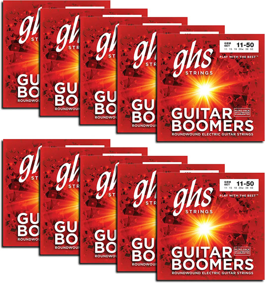 GHS BOOMERS Roundwound Electric Guitar Strings Medium (11-50) - 10 PACKS - Poppa's Music 