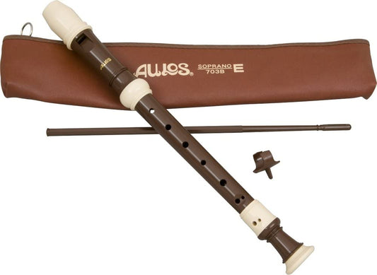Aulos Soprano 1 piece Double Hole Baroque Recorder - A103N - Poppa's Music 