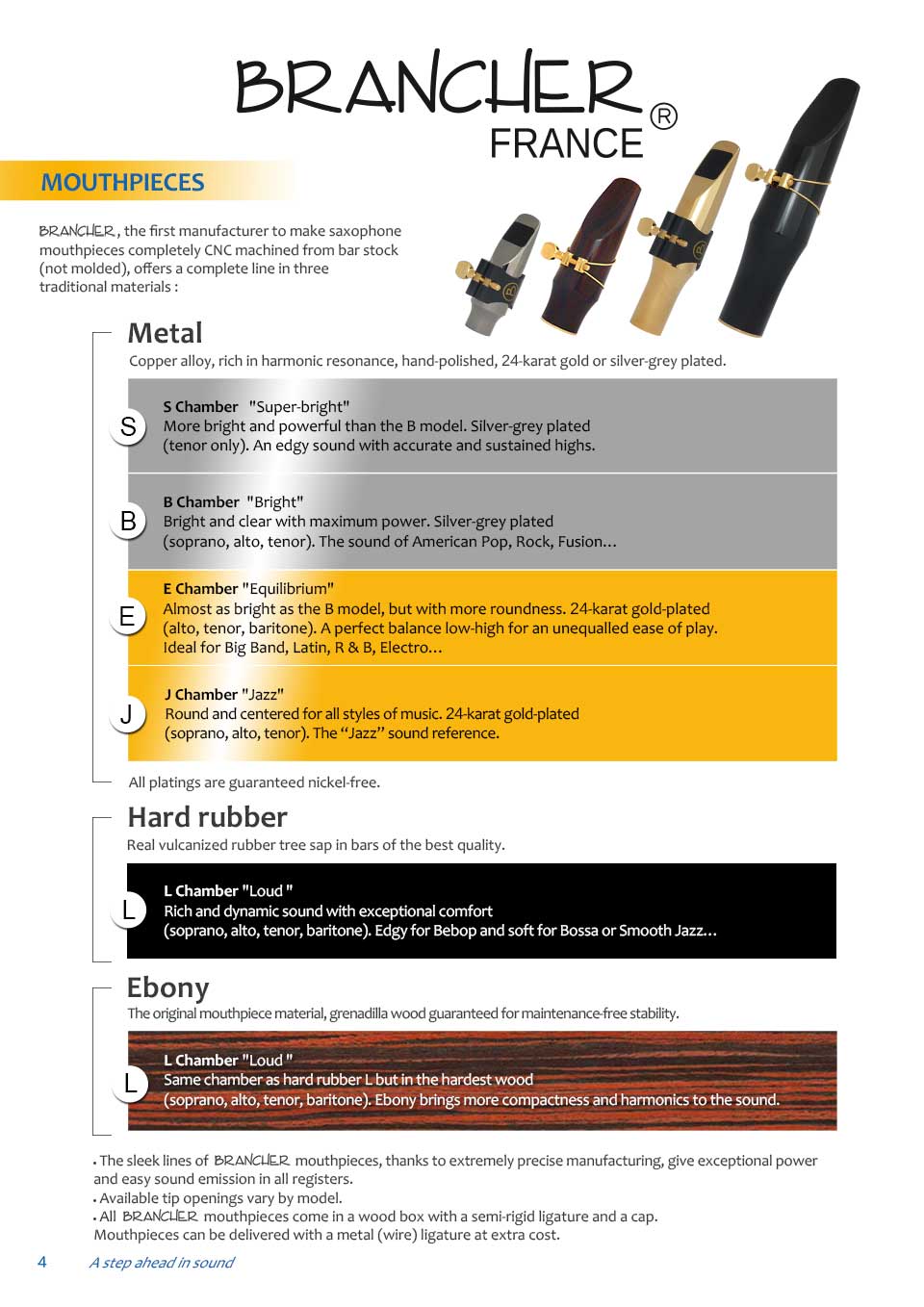 Brancher Baritone Sax Ebony Wood  Mouthpiece with Gold Plated Ligature - Poppa's Music 