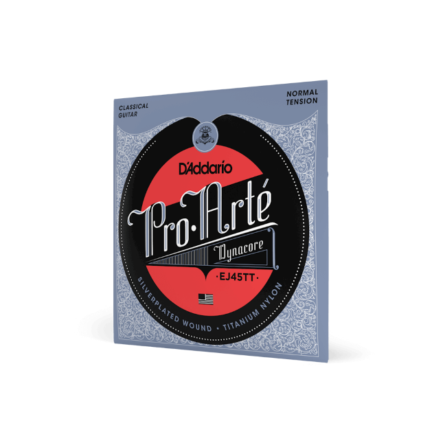 D'Addario Pro-Arte Dynacore, Titanium Trebles, Normal Tension Classical Guitar Strings - EJ45TT - Poppa's Music 