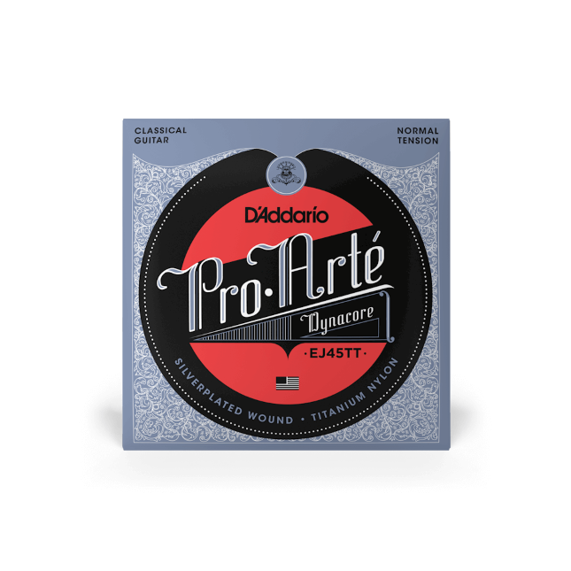 D'Addario Pro-Arte Dynacore, Titanium Trebles, Normal Tension Classical Guitar Strings - EJ45TT - Poppa's Music 