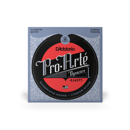 D'Addario Pro-Arte Dynacore, Titanium Trebles, Normal Tension Classical Guitar Strings - EJ45TT - Poppa's Music 