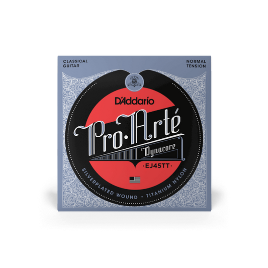 D'Addario Pro-Arte Dynacore, Titanium Trebles, Normal Tension Classical Guitar Strings - EJ45TT - Poppa's Music 