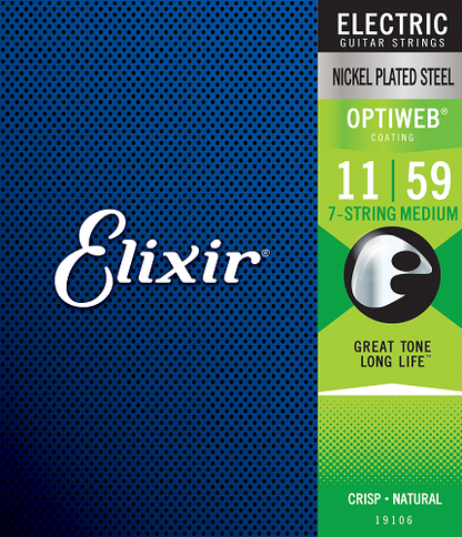 Elixir Nickel Plated Optiweb 7-STRING Electric Guitar Strings - Poppa's Music 